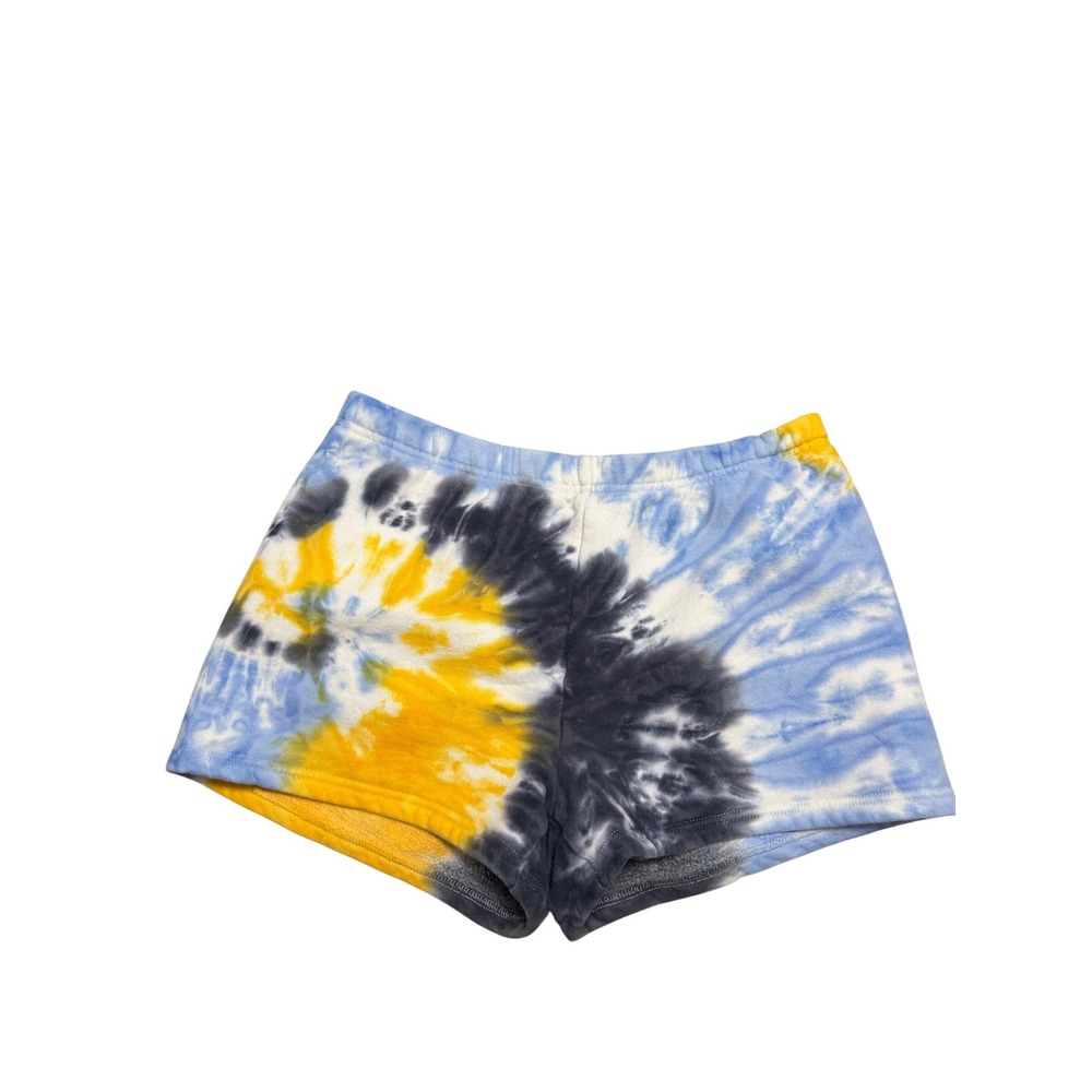 Tna Aritzia CozyAF Fleece Tie Dye Sweat Shorts Blue Yellow Women Small